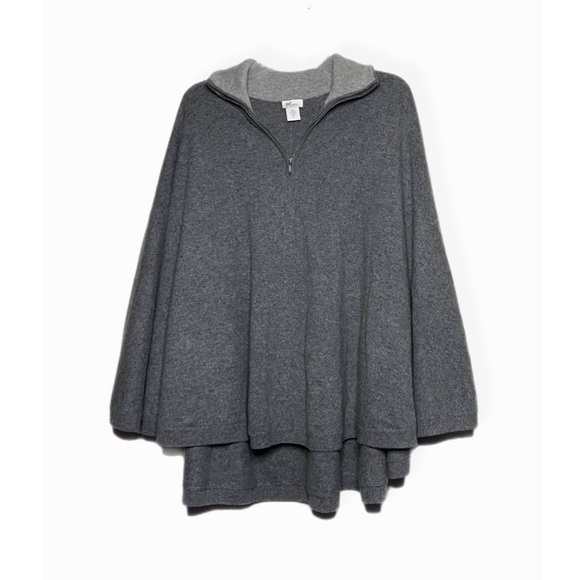100% Cashmere Mock Neck Poncho Sweater - Picture 1 of 12
